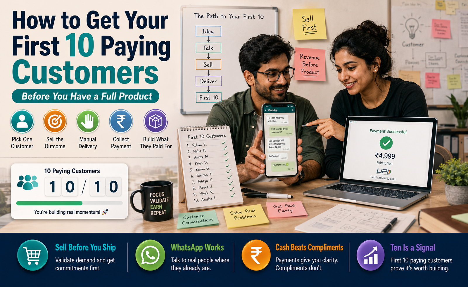 How to Get Your First 10 Paying Customers Before You Have a Full Product